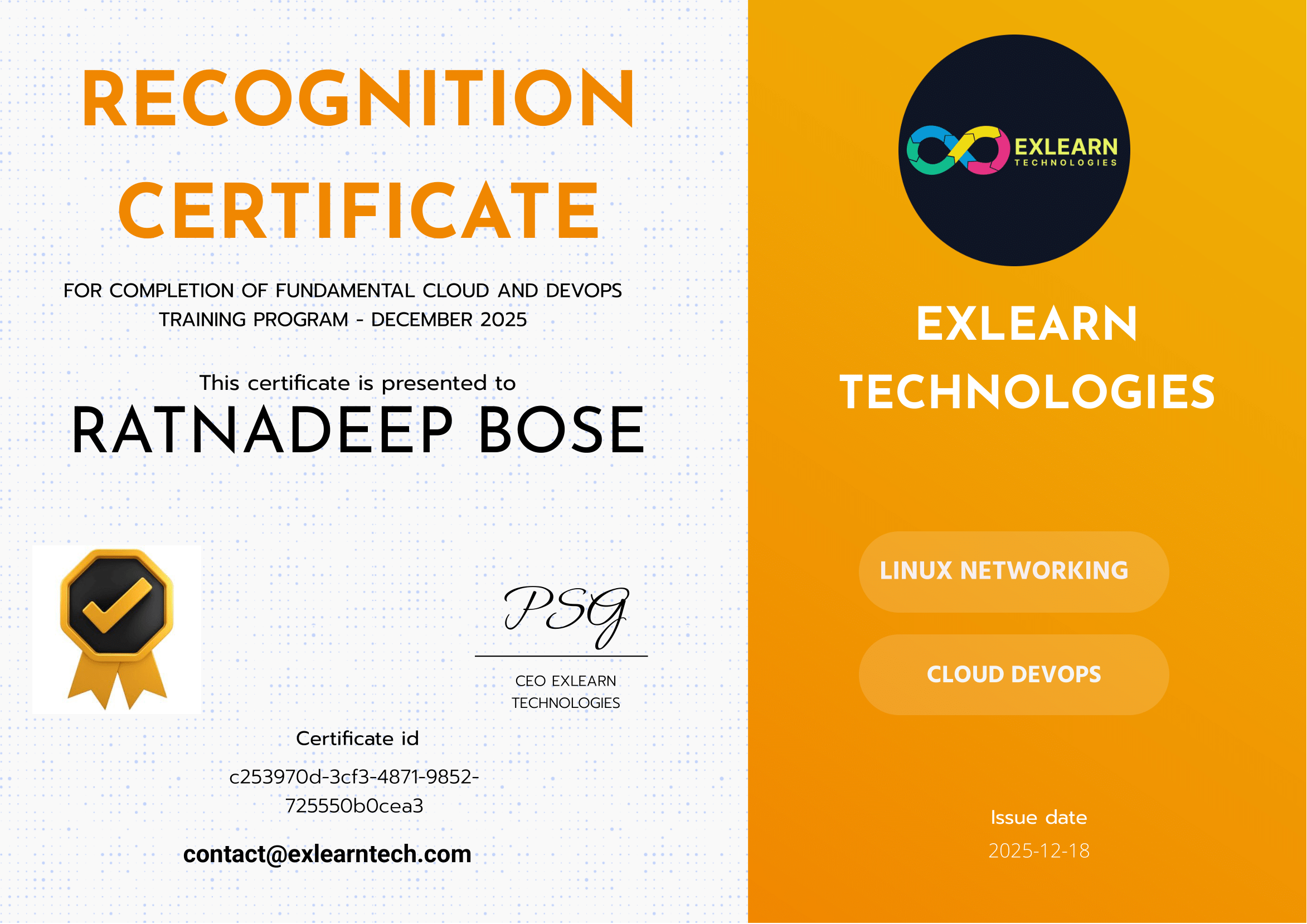 Cloud DevOps Certificate